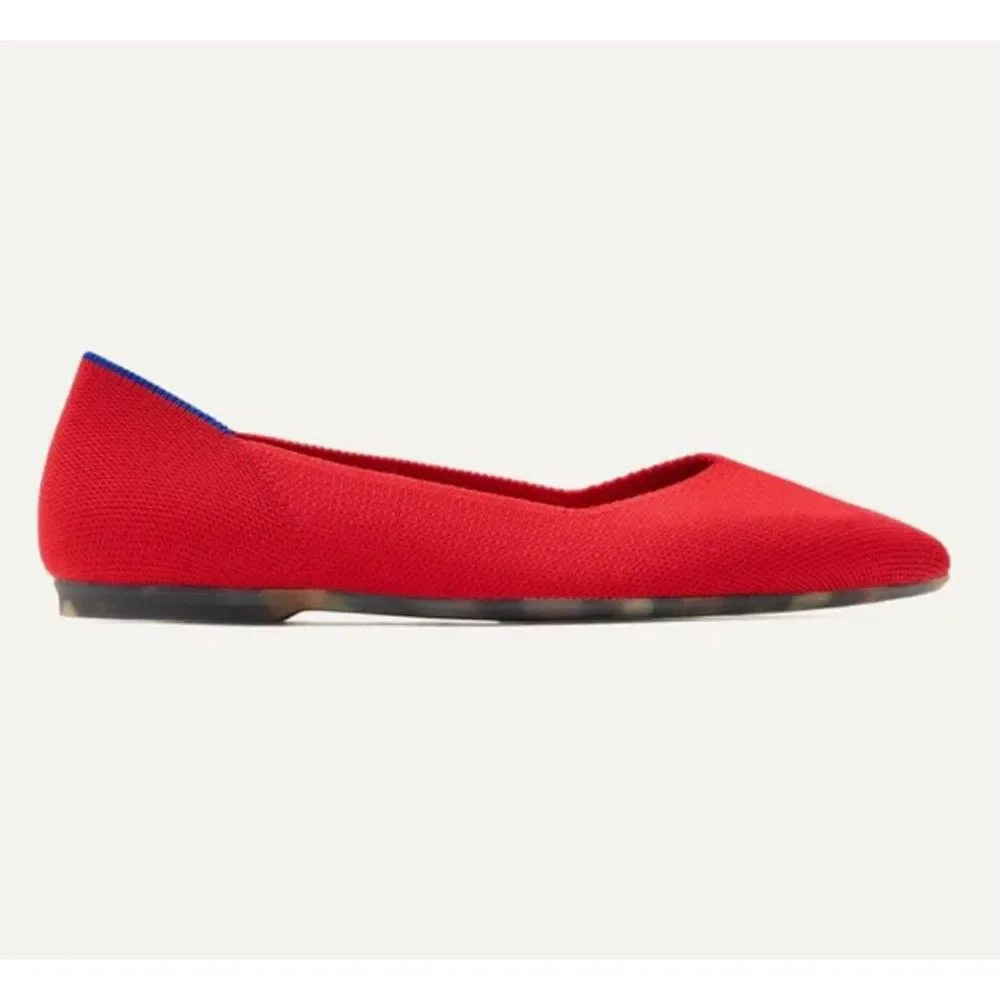 ROTHY'S Women's Comfortable Pointed-Toe Knit Upper Flats in Red Size 7.5 NWOB